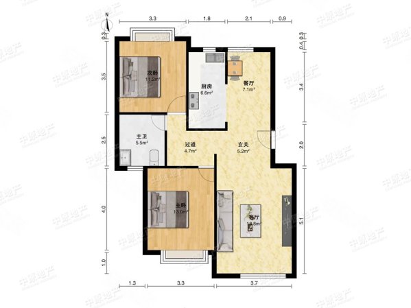 经纬学府涵青家园2室2厅1卫93.77㎡南460万