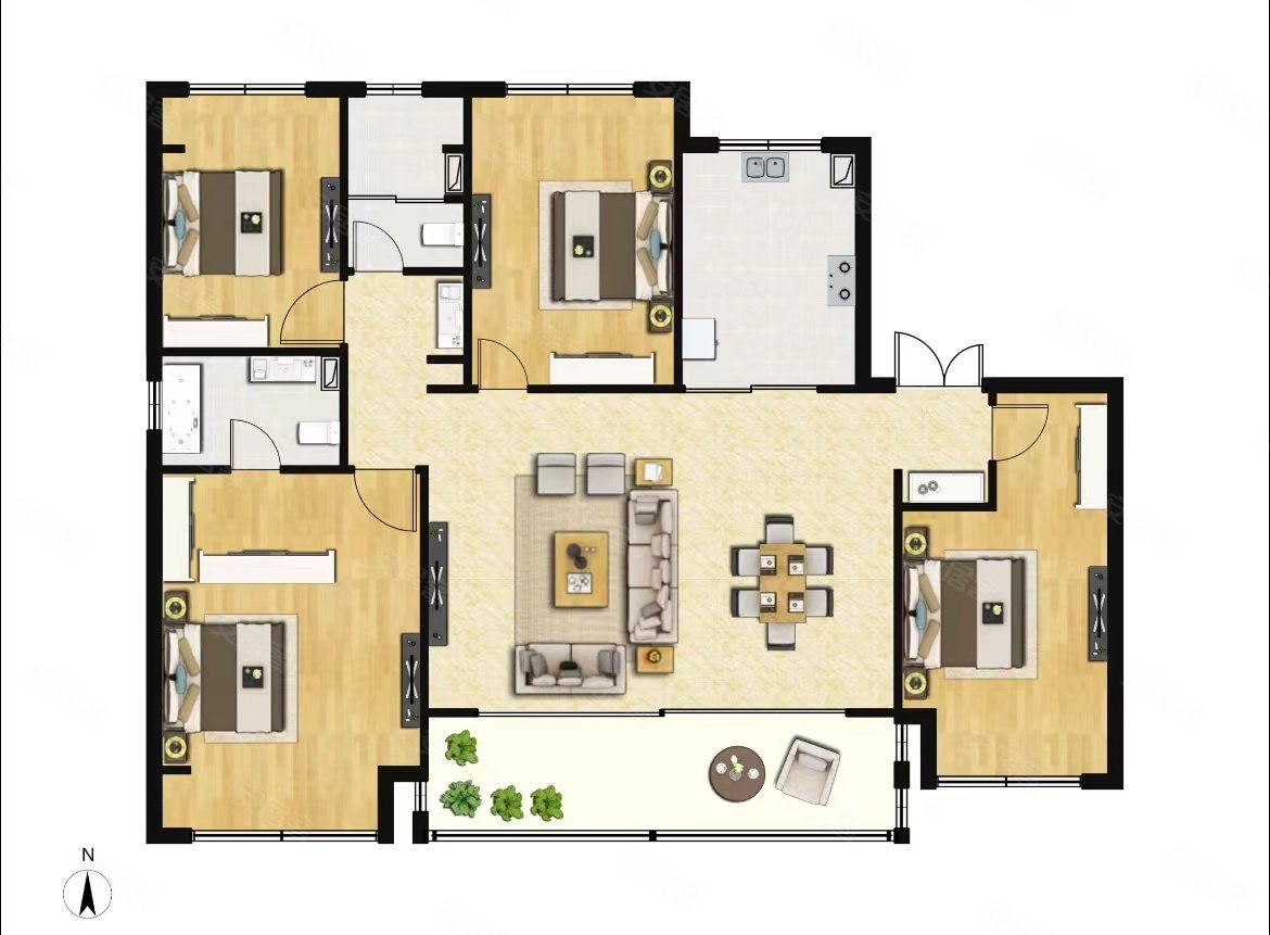 万科锦上和风华苑4室2厅2卫131.67㎡南北242.8万