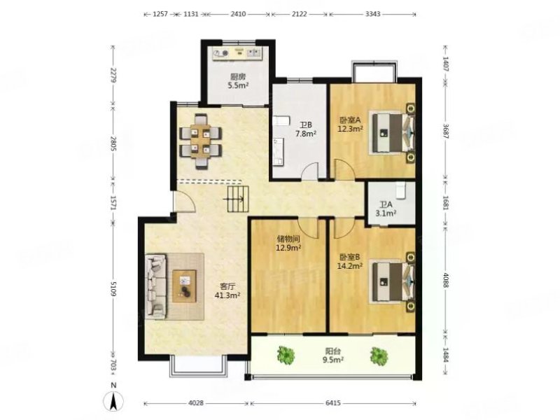 南昌路附近 清华园 一楼 三室 双气  南北通透 紧邻洛浦
