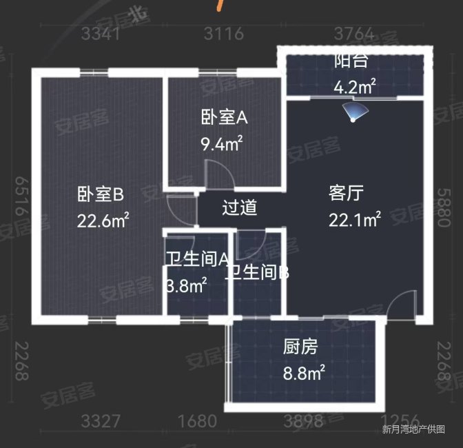 稻花村3室2厅2卫91㎡东南168万