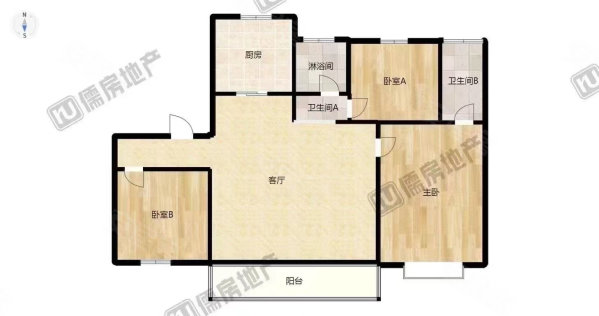 御景龙湾3室2厅2卫128.65㎡南北226万