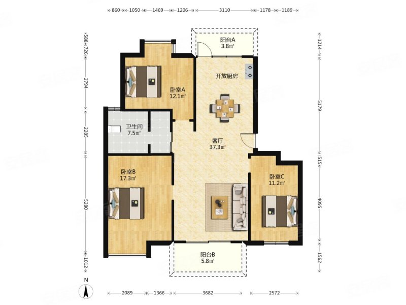 南京南  宏图上水园 交通便利 飞机户型 精致三房