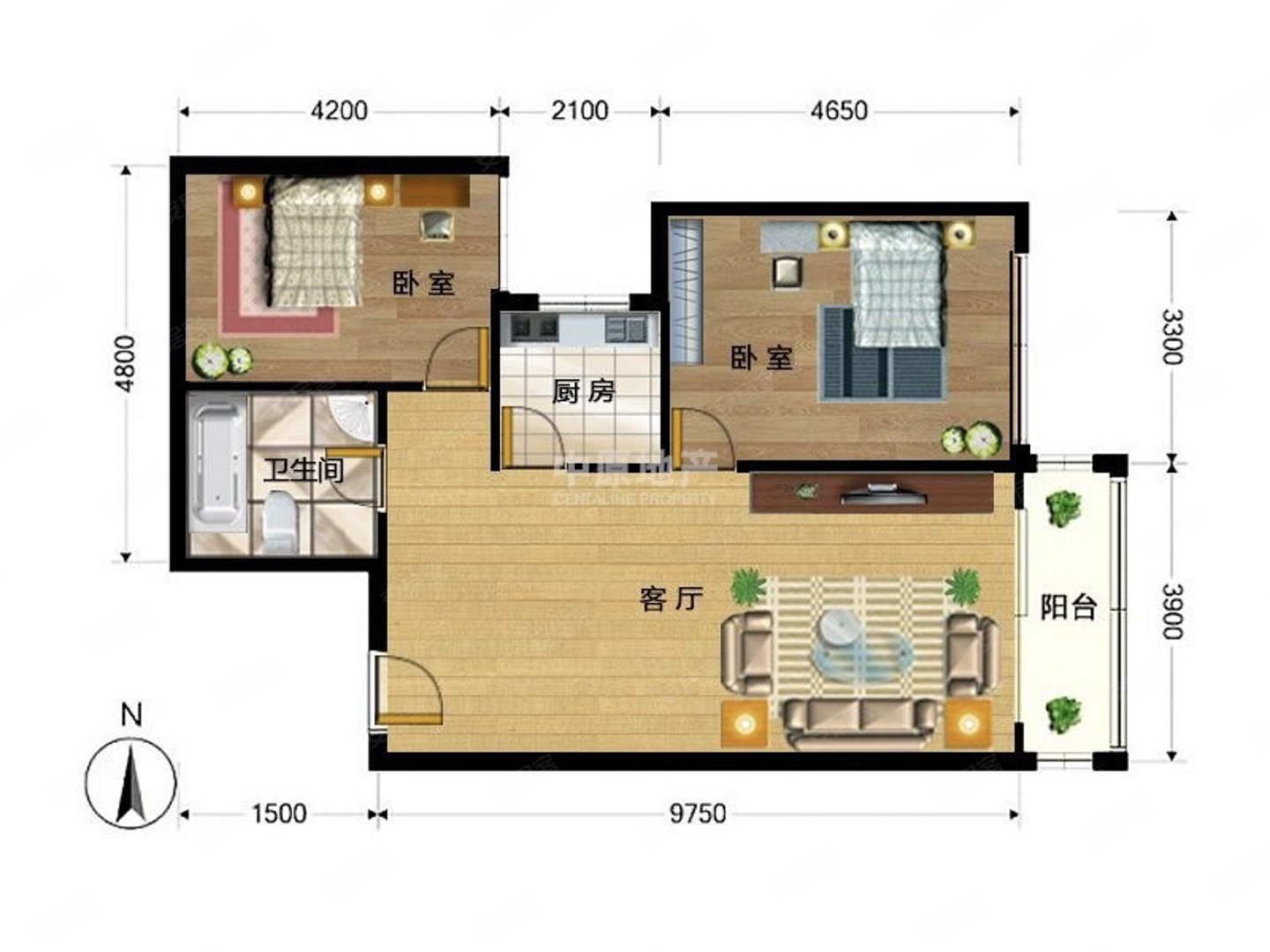 佣金1个点百环家园2室1厅1卫带飘窗经典实用