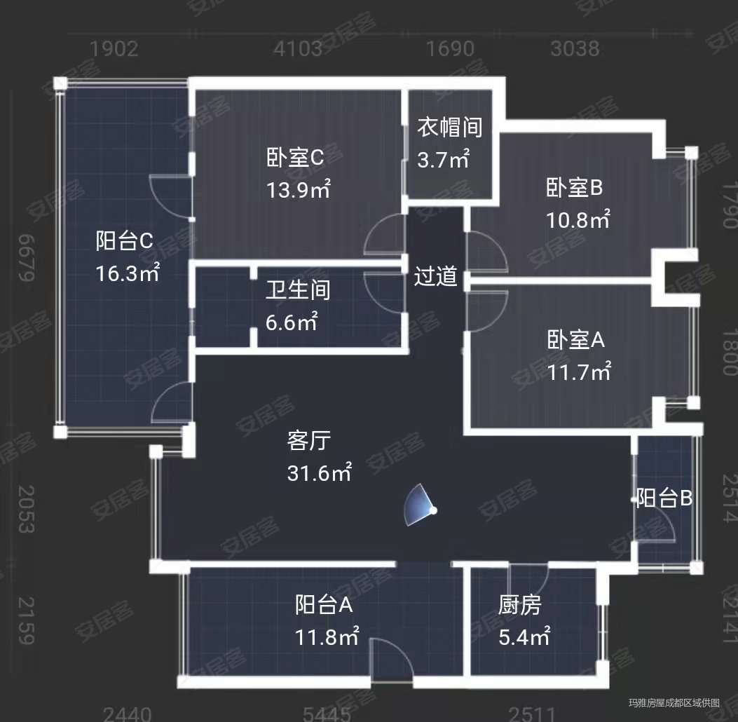 边城香格里3室2厅2卫117㎡东西160万