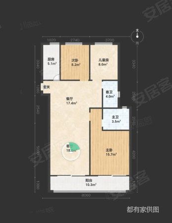 蓝城澄园3室2厅2卫119㎡南北198万