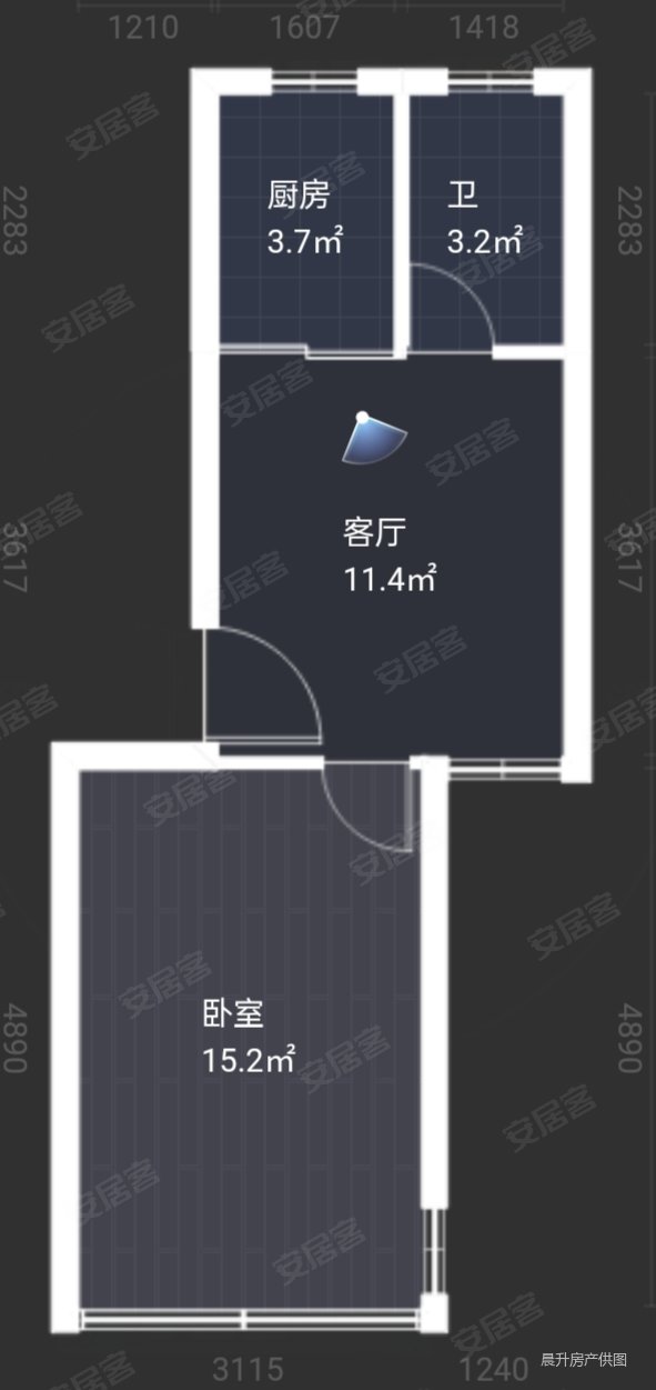 福明家园(三期)1室1厅1卫46.83㎡南北139.5万