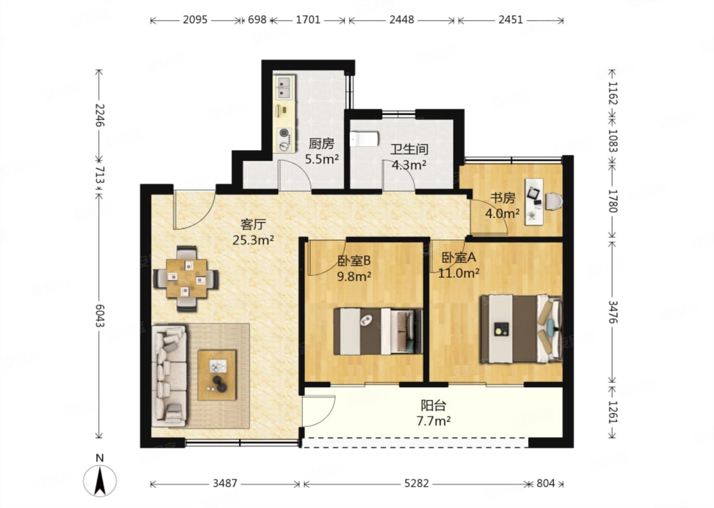 科技城绿地四期纯毛坯三房两厅一卫双阳台户型方正诚售