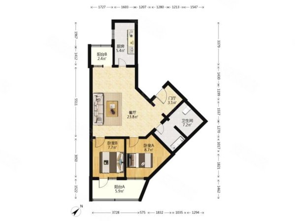 石景山路23号院2室1厅8163平