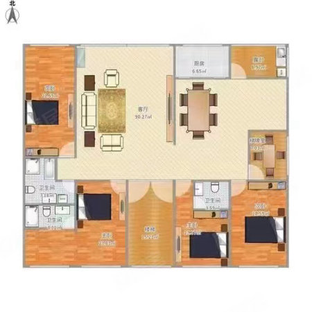 鹤洲莊园5室2厅3卫240㎡南北288万