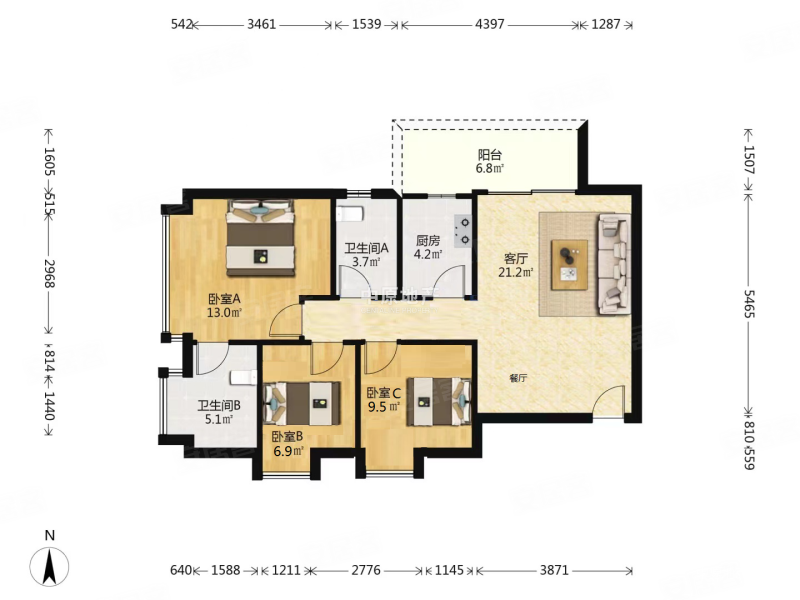 凤凰楼层 单边位 户型实用 大阳台 诚心出售,骏景花园二手房,420万,3
