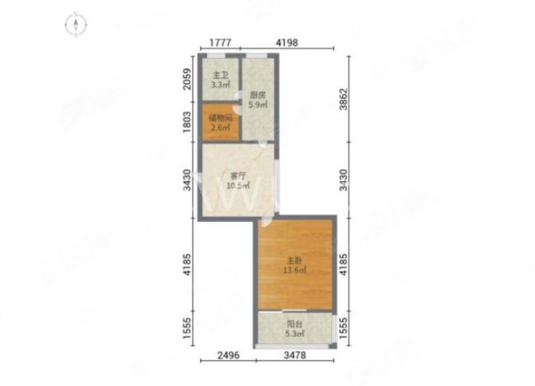 香楠小区(东区)1室1厅1卫50.15㎡南298万