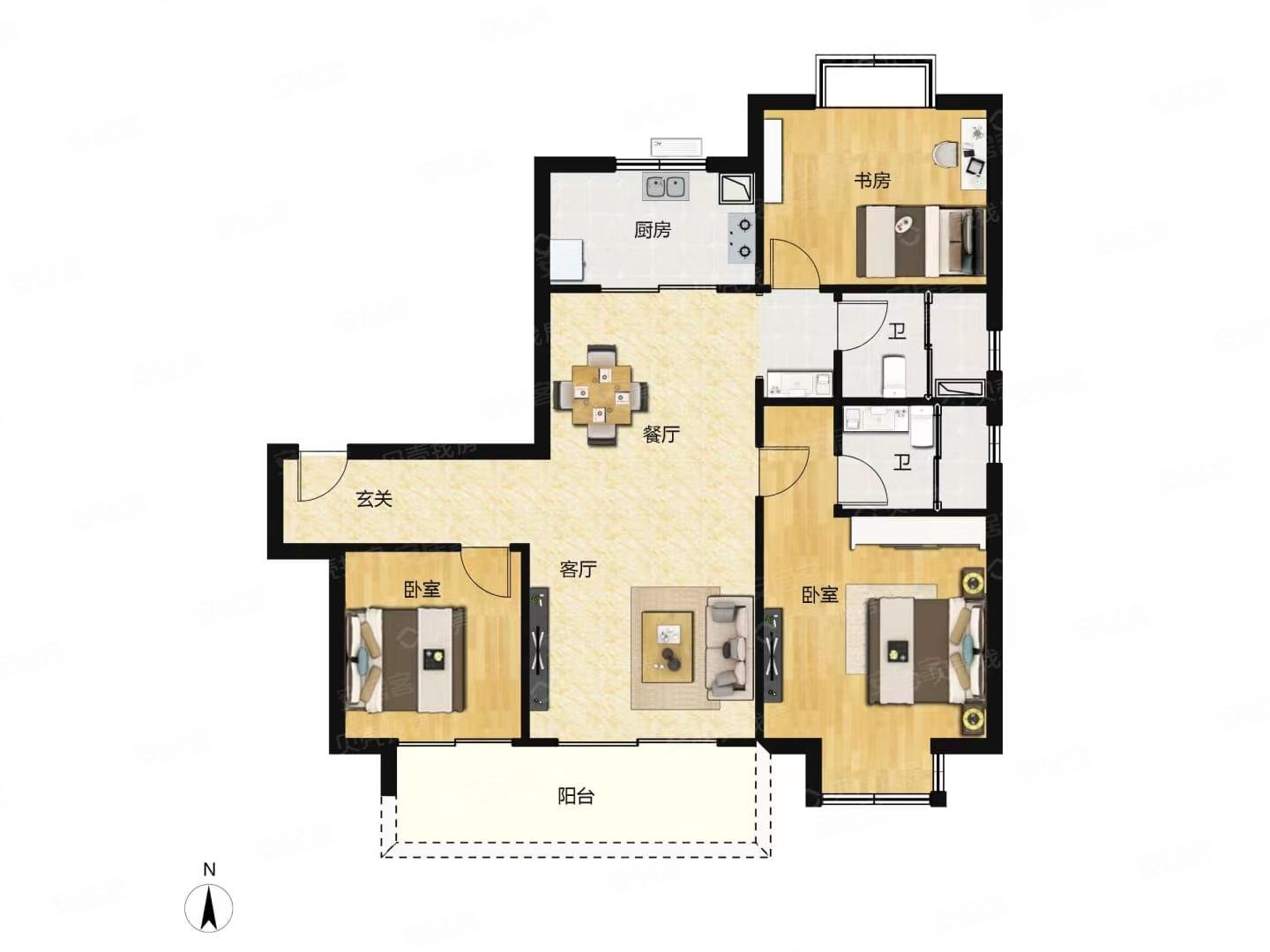 镇中心,中上楼层,采光视野无遮挡,金玥湾二手房,115万,3室2厅,1卫,89