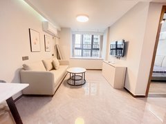 重庆九龙坡盘龙押一付一0中介小区房 中粮通气一室一厅奶油风 超奈斯随时看出租房源真实图片