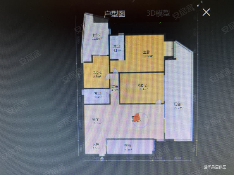 灏景尚都A区3室2厅2卫124㎡南北68万