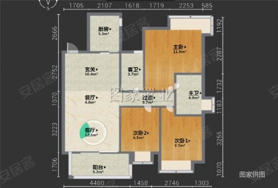 岭南新世界3室2厅2卫108.88㎡南北400万