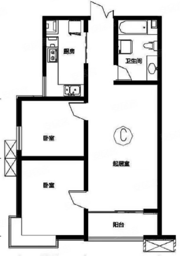 远达江屿墅1期3室2厅1卫80㎡南北44.8万