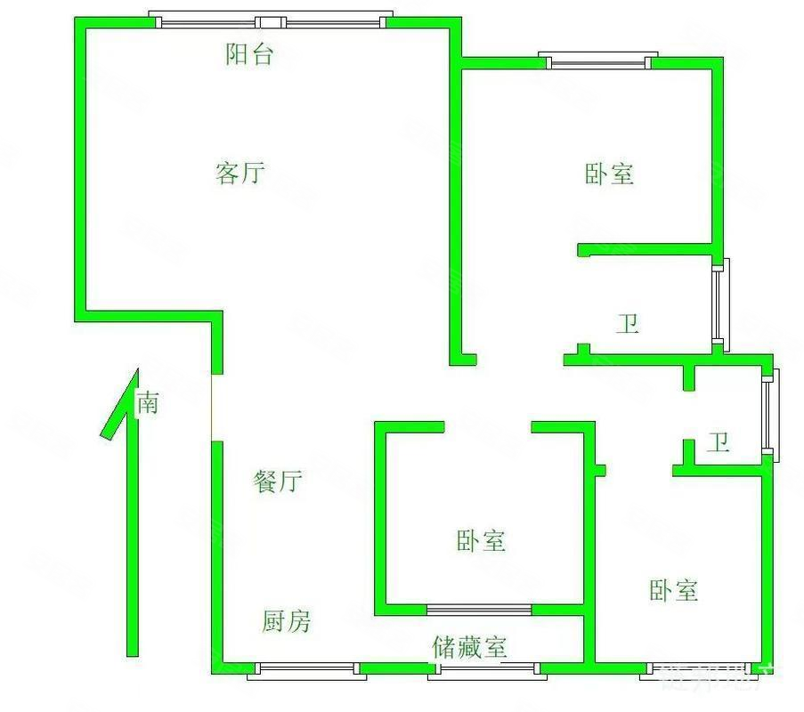 瑞明新城3室2厅2卫128㎡南北116万