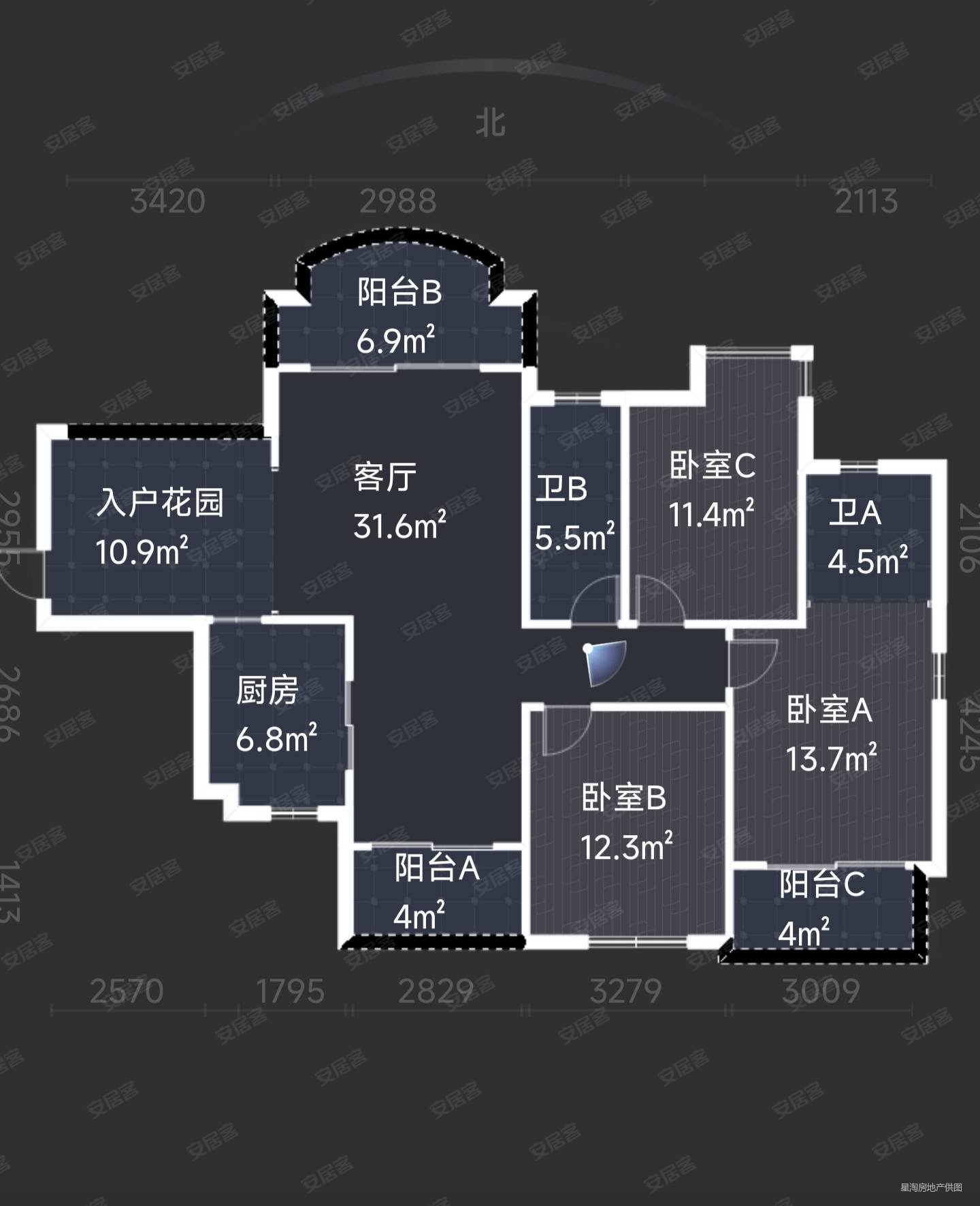 五源河公寓(二期)4室2厅2卫126.62㎡南北169万