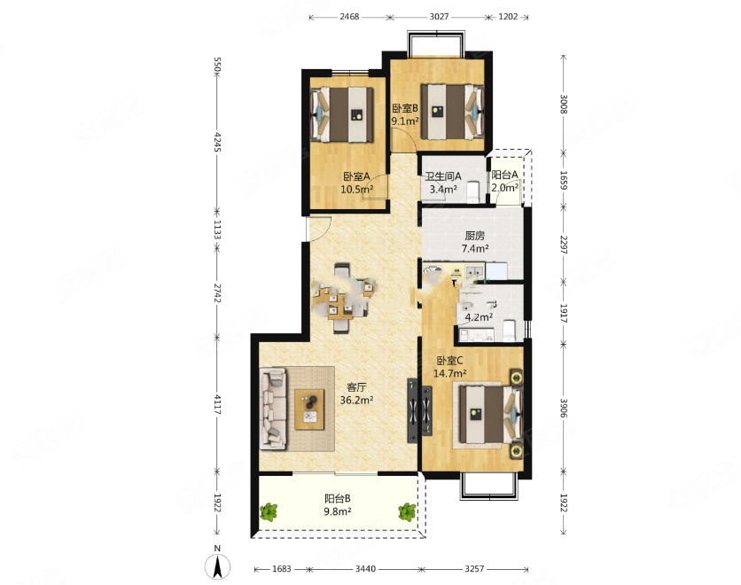343个 次新房 近地铁 装修好 出行方便法拍房,广汇御园二期b区二手房