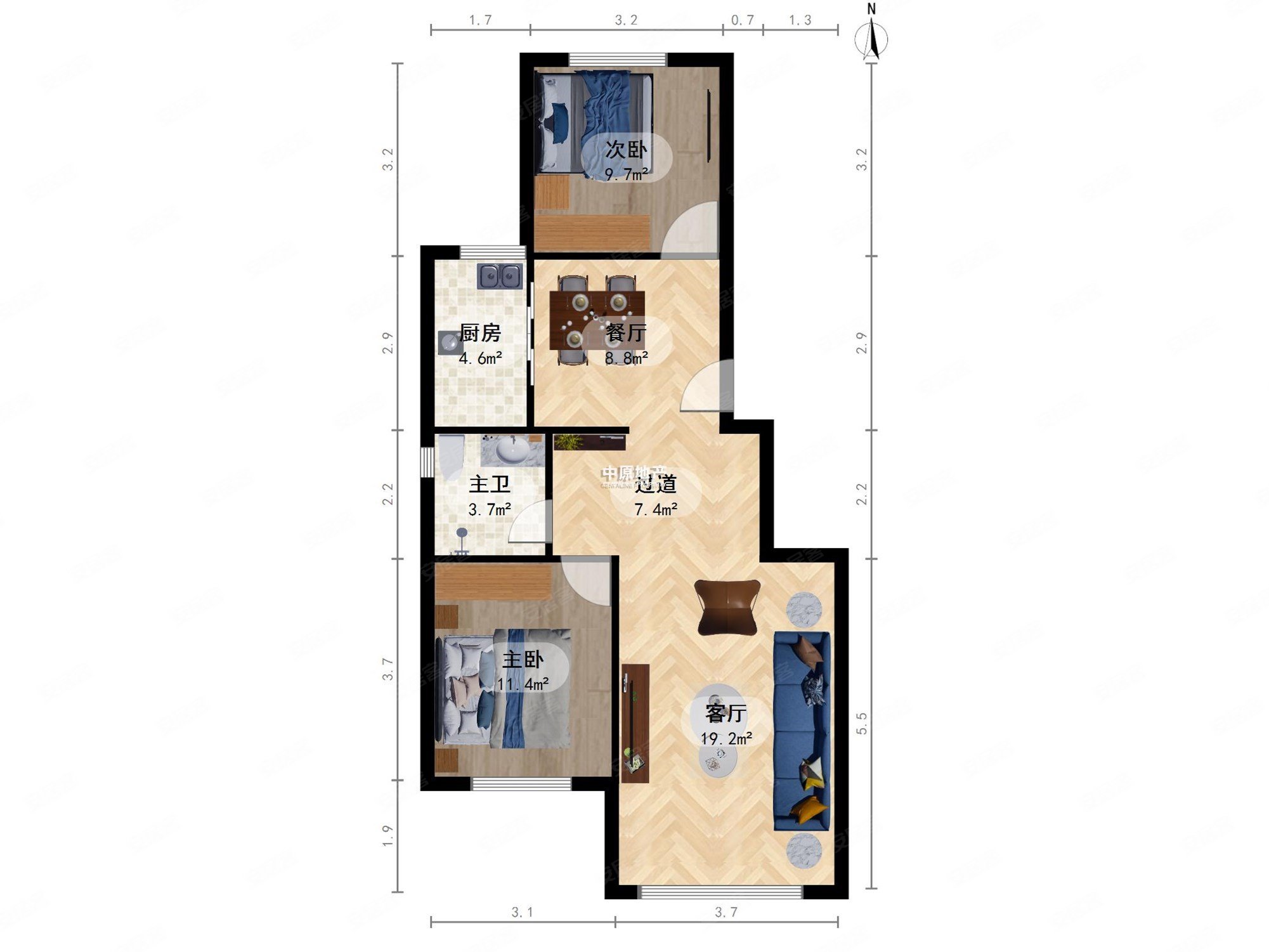 两室户型 南北通透 随时看房,上东金茂智慧科学城金悦雅苑二手房,175