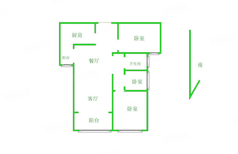 万众e家3室2厅1卫91.06㎡南北58万