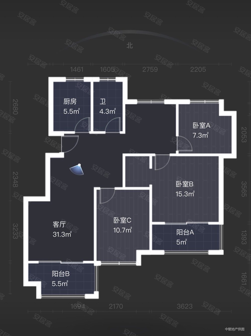 文一锦门北韵4室2厅1卫108.61㎡南北143.8万
