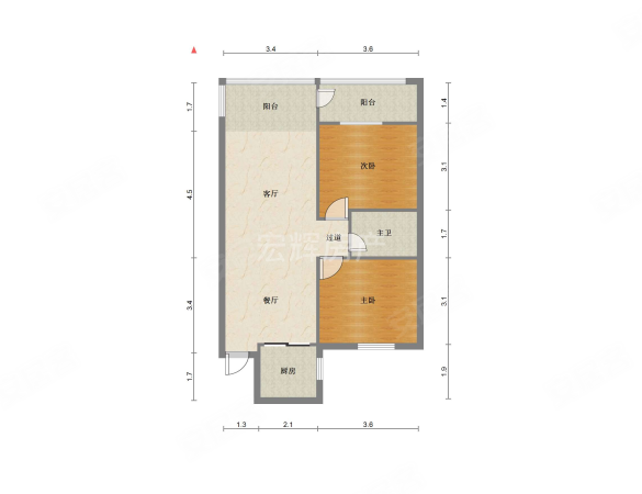 六建604家属院2室1厅1卫91.5㎡南北58万