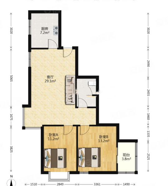 捡漏仅79w曲江澜山航天大道地铁口精装两室可按揭法拍房