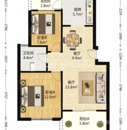 桃花园小区3室2厅1卫127㎡南北163万