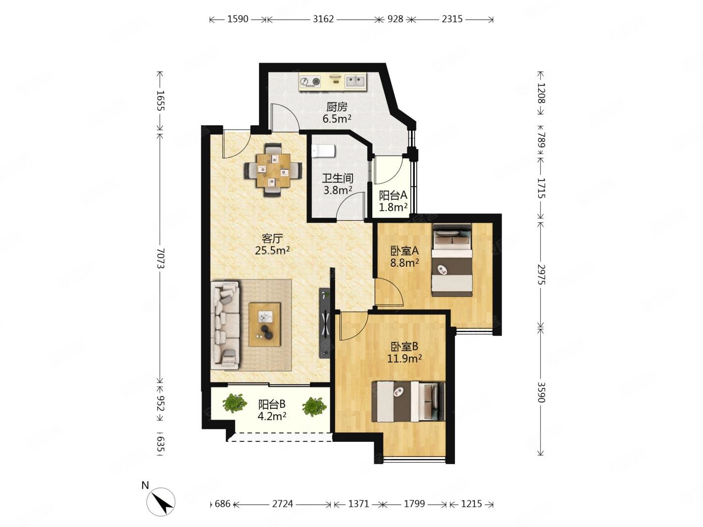 珠江嘉园全南向两房135万可以签合同满五年