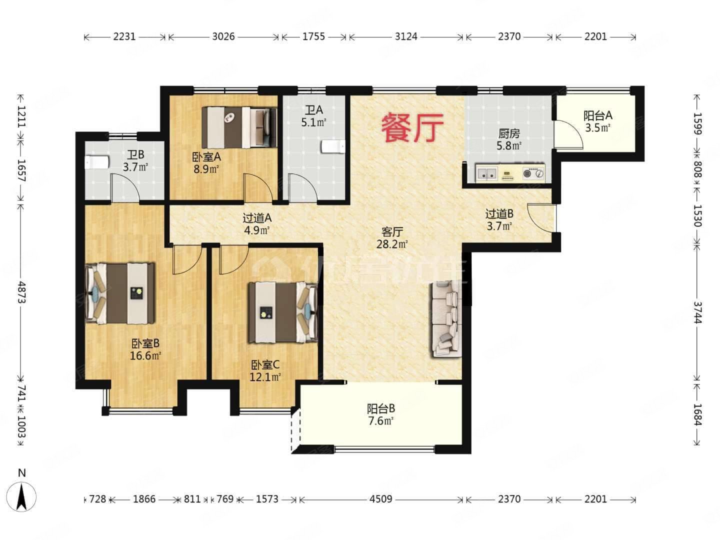 钥匙在手,和昌御水湾二手房,95万,3室2厅,2卫,127平米-洛阳安居客