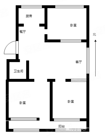 三里铺风景小区3室2厅1卫94㎡东80万