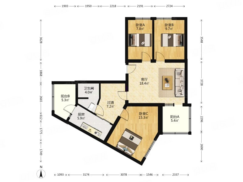 海淀百旺商城马连洼上地铁 兰园 3室 2厅有钥匙