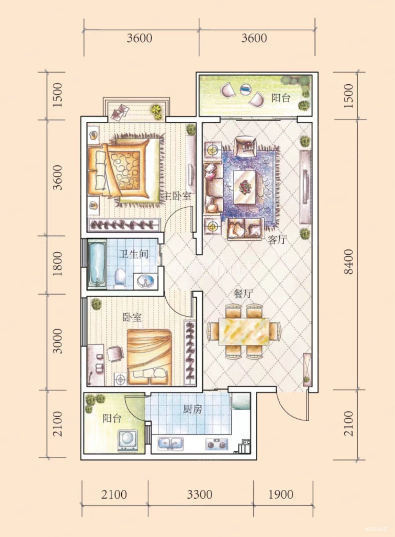 好房子,采光好户型正,花果园t2区二手房,73万,2室2厅,1卫,88.