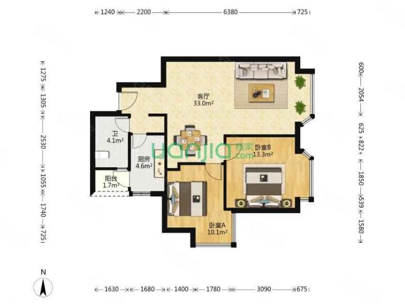 融城理想|天益街78号2室1厅1卫82.23平方米