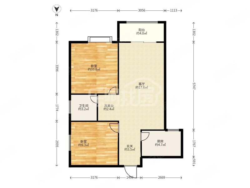 龙船塘佳园2室1厅1卫72.2㎡南北45万