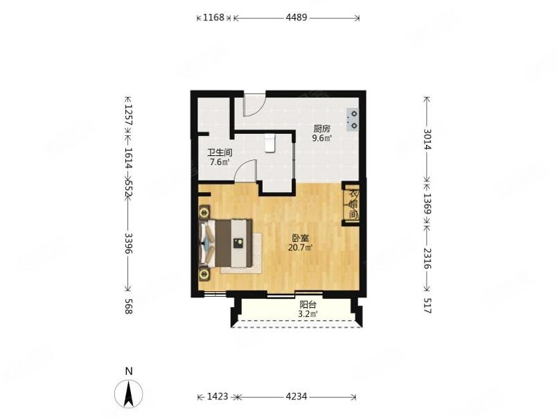 月亮河城堡公寓1室0厅1卫58.39㎡南229万