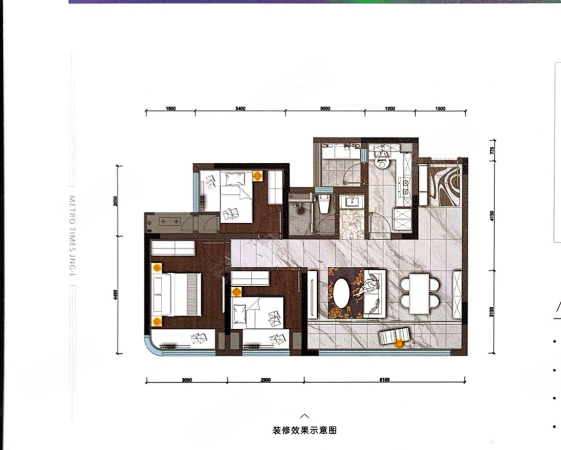 中海寰宇时代璟里3室2厅1卫87㎡南北161万