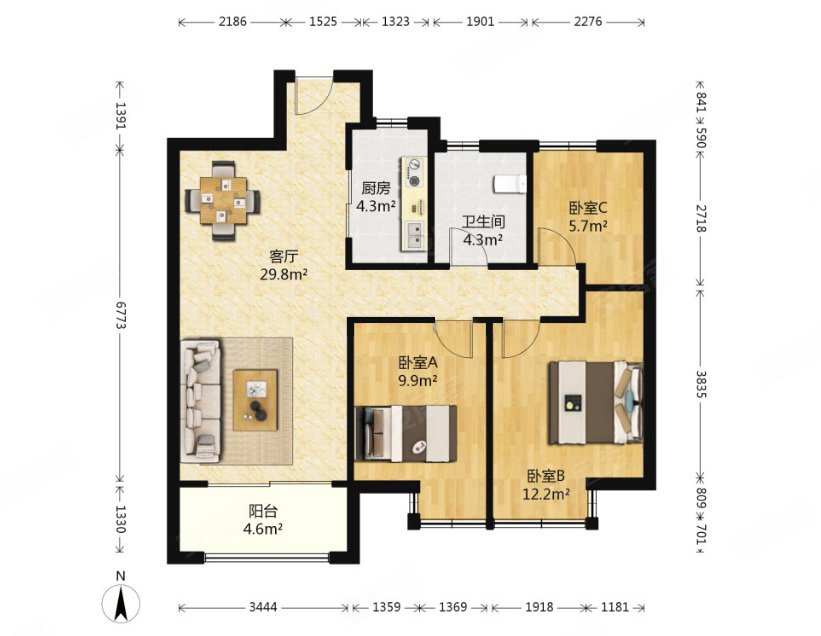 急售北城世纪城精装三房业主自住采光很好