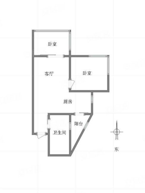 锦天康都1室2厅1卫61㎡南北55.6万