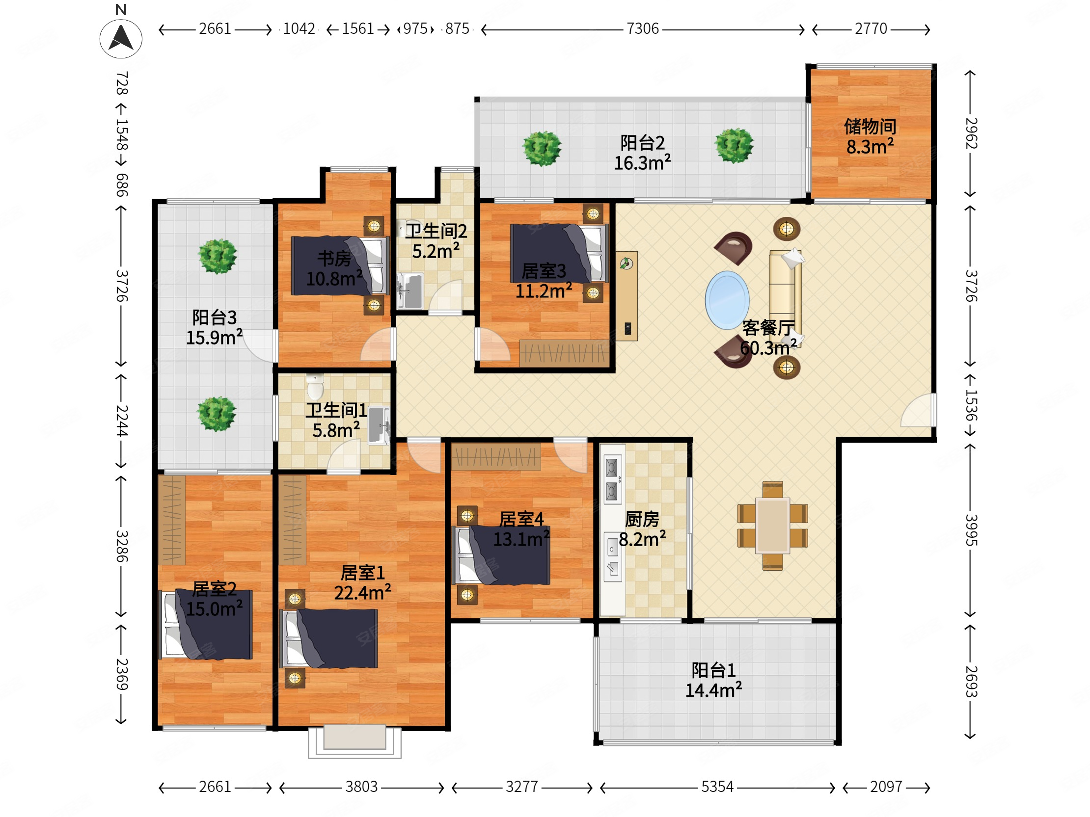 奥林华府6室2厅2卫165.27㎡南北0万