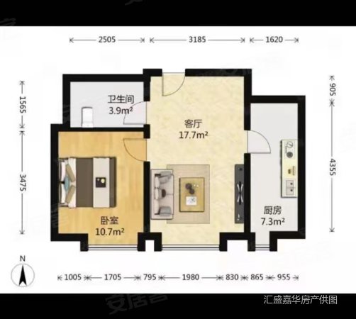 盛德东兴家园(南区)1室1厅1卫56㎡南135万