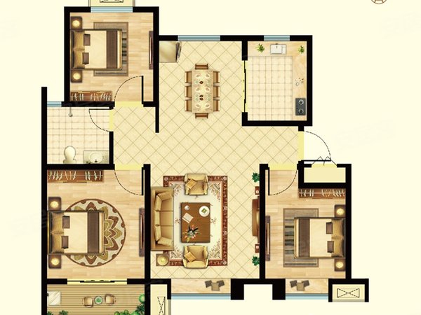 龙泉路 金星 小菜园 万彩城大三室 拎包入住随时看房,五华租房-昆明58