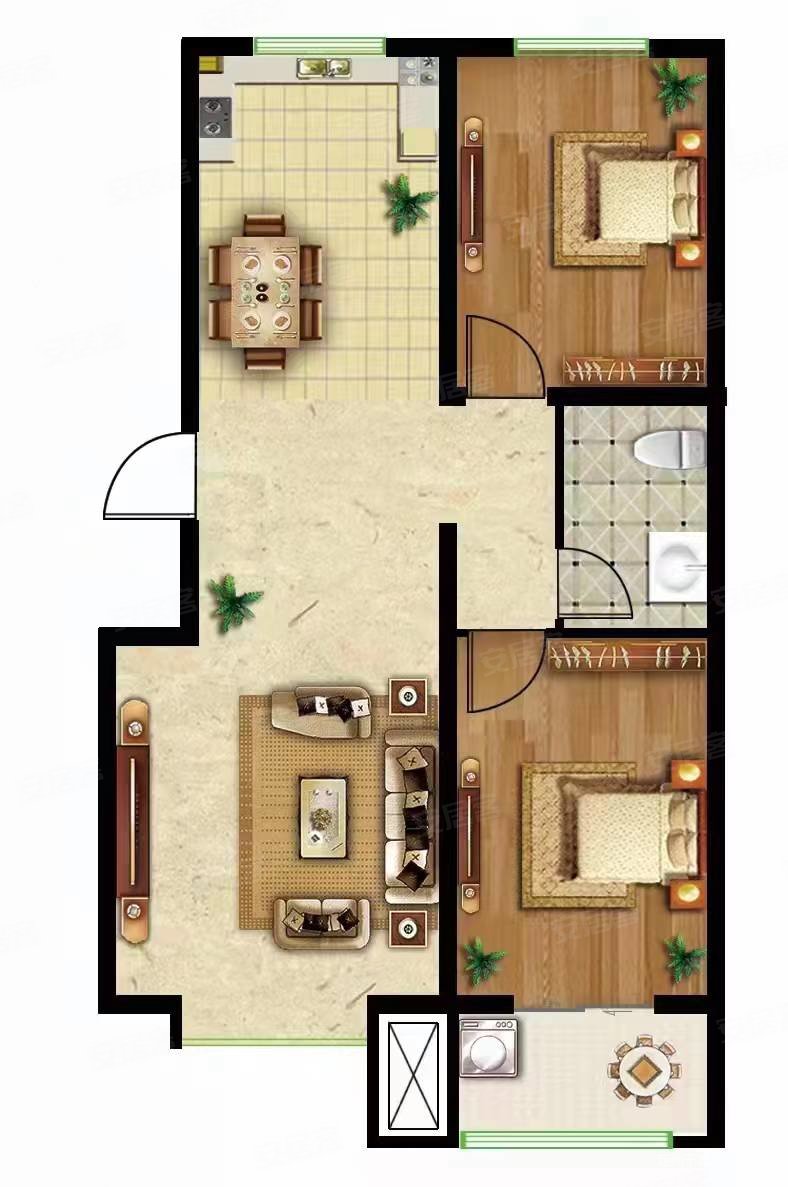 香江博仕源(东区)2室2厅1卫99㎡南北74.2万