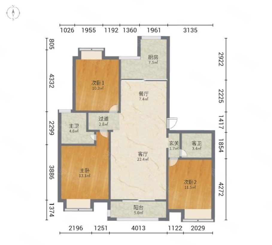 维罗纳贵都3室2厅2卫128.8㎡南北398万