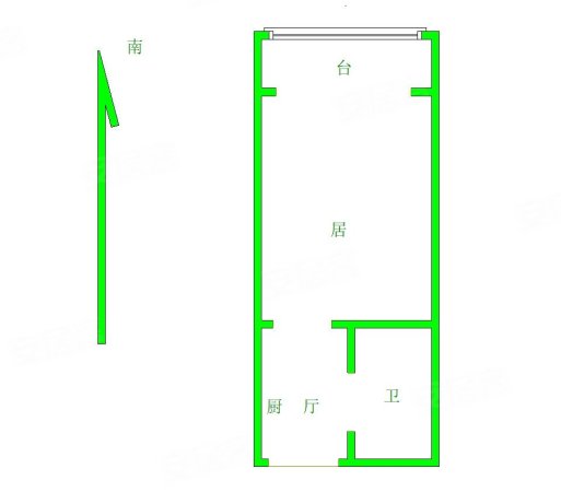爱国北里1室1厅1卫23.13㎡南北89万