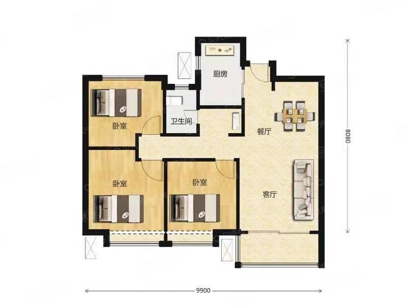 富力开远城f区益民巷118号3室2厅1卫10808平方米