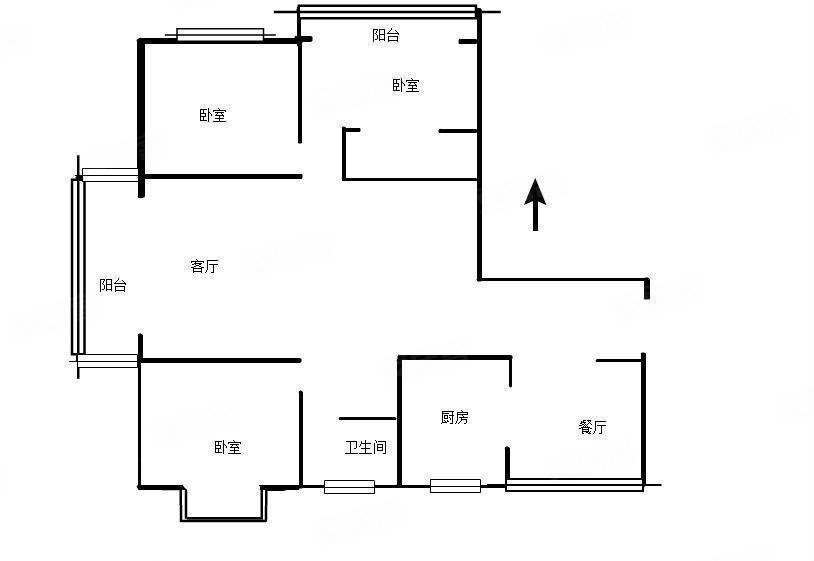 上河城3室2厅1卫113.49㎡南北108万