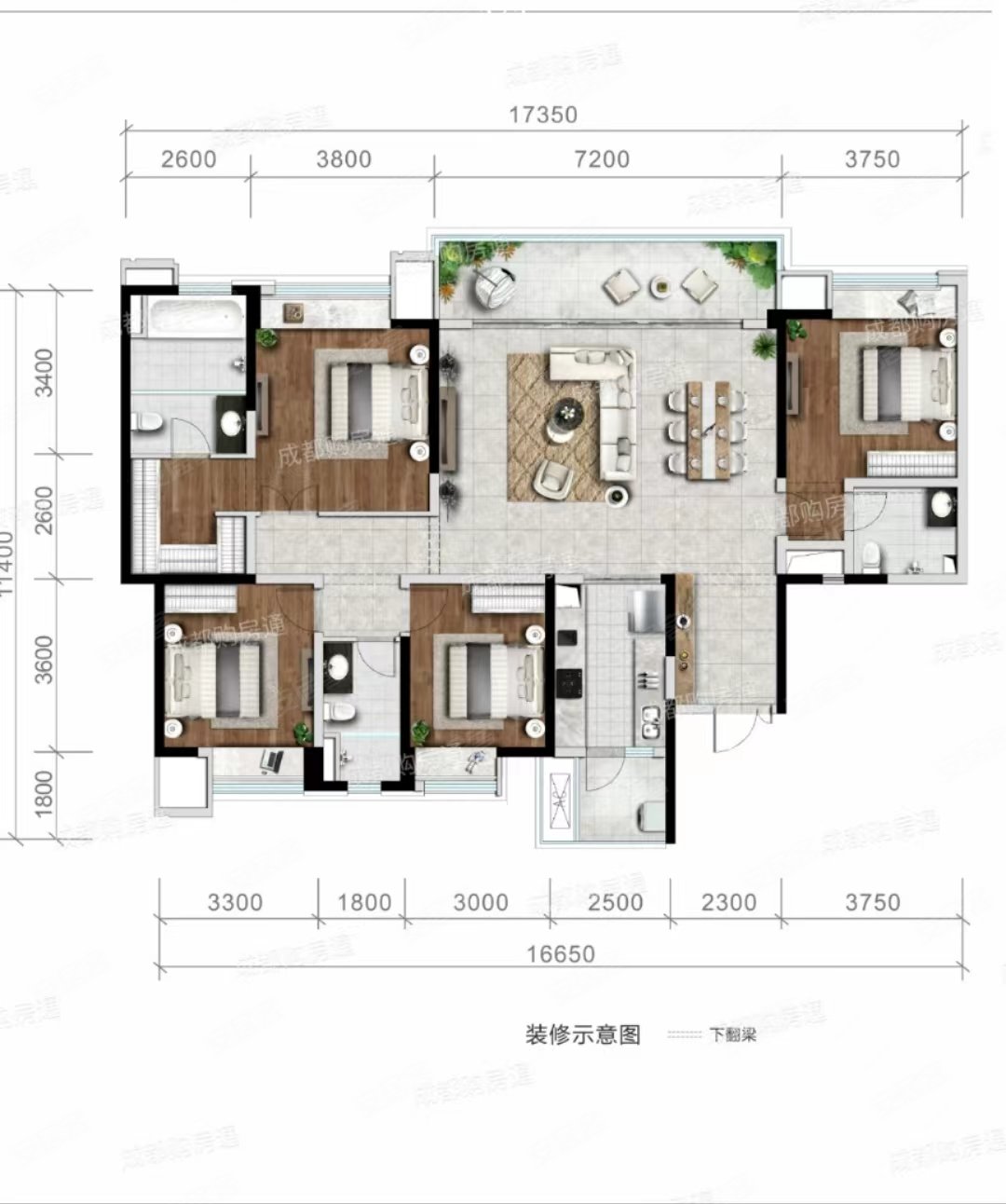 中南融创玖华台4室2厅2卫181.08㎡南北580万