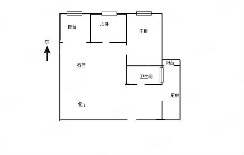 滨江俊园(2期)2室2厅1卫74.85㎡东90万